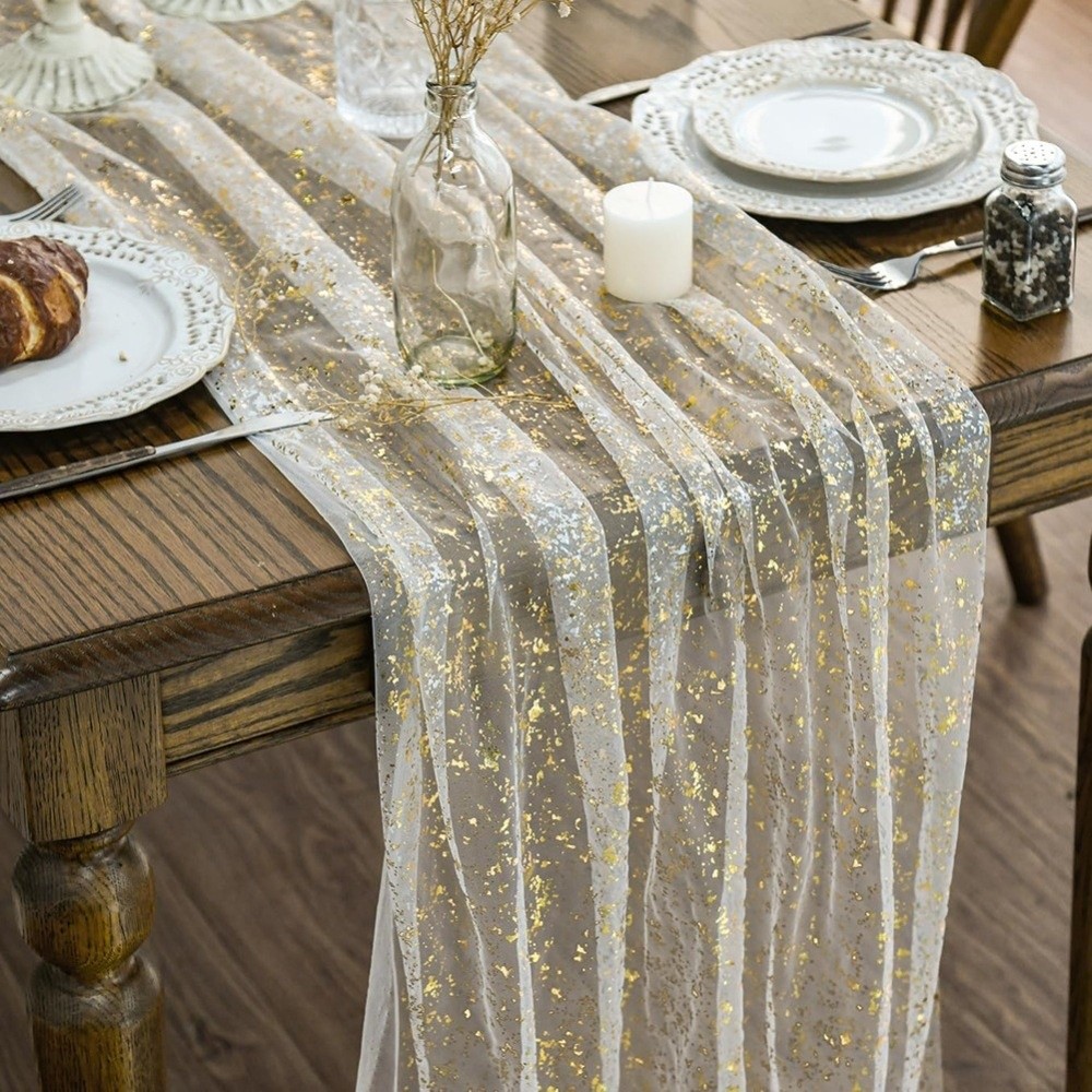 Golden Sequin Glitter Hot Stam - Table Runner Sequin ulasan dan harga