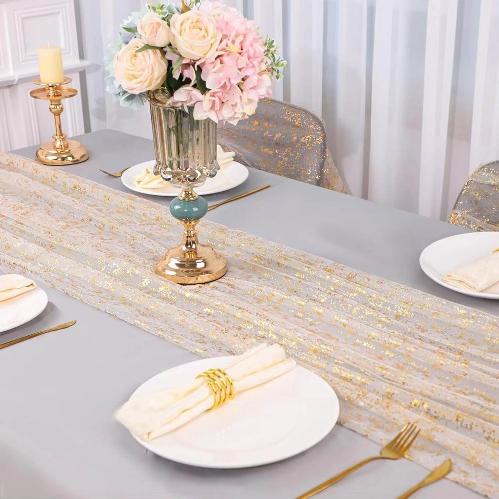Golden Sequin Glitter Hot Stam - Table Runner Sequin ulasan dan harga