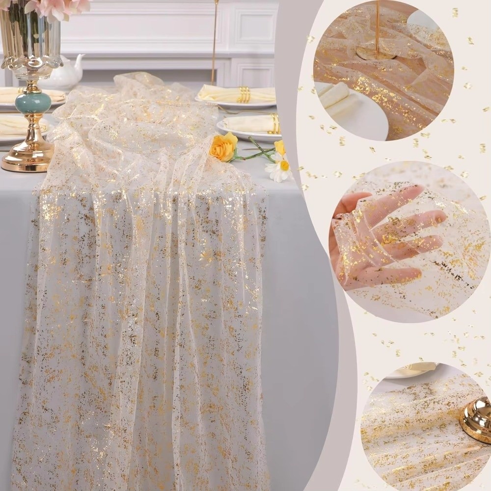 Golden Sequin Glitter Hot Stam - Table Runner Sequin ulasan dan harga