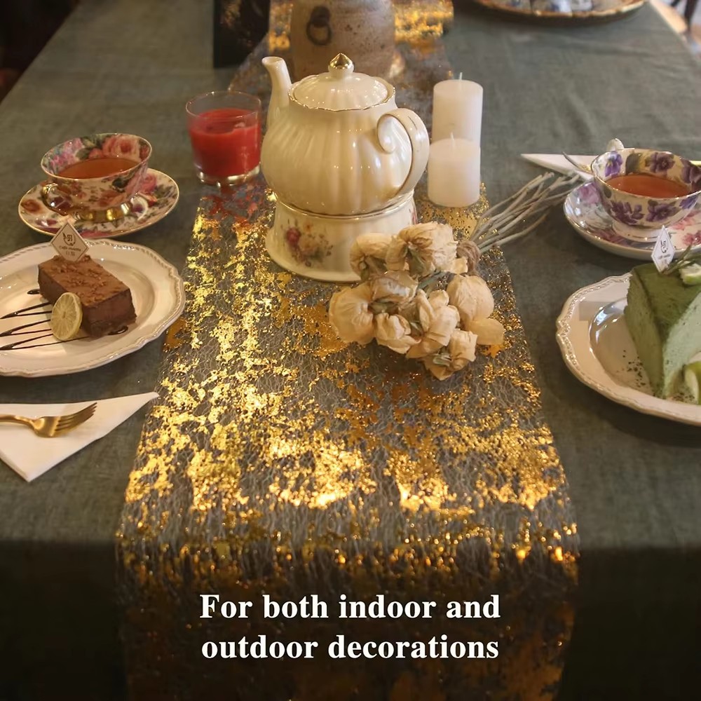 Sparkle Metallic Gold Table Ru - Table Runner Sequin ulasan dan harga