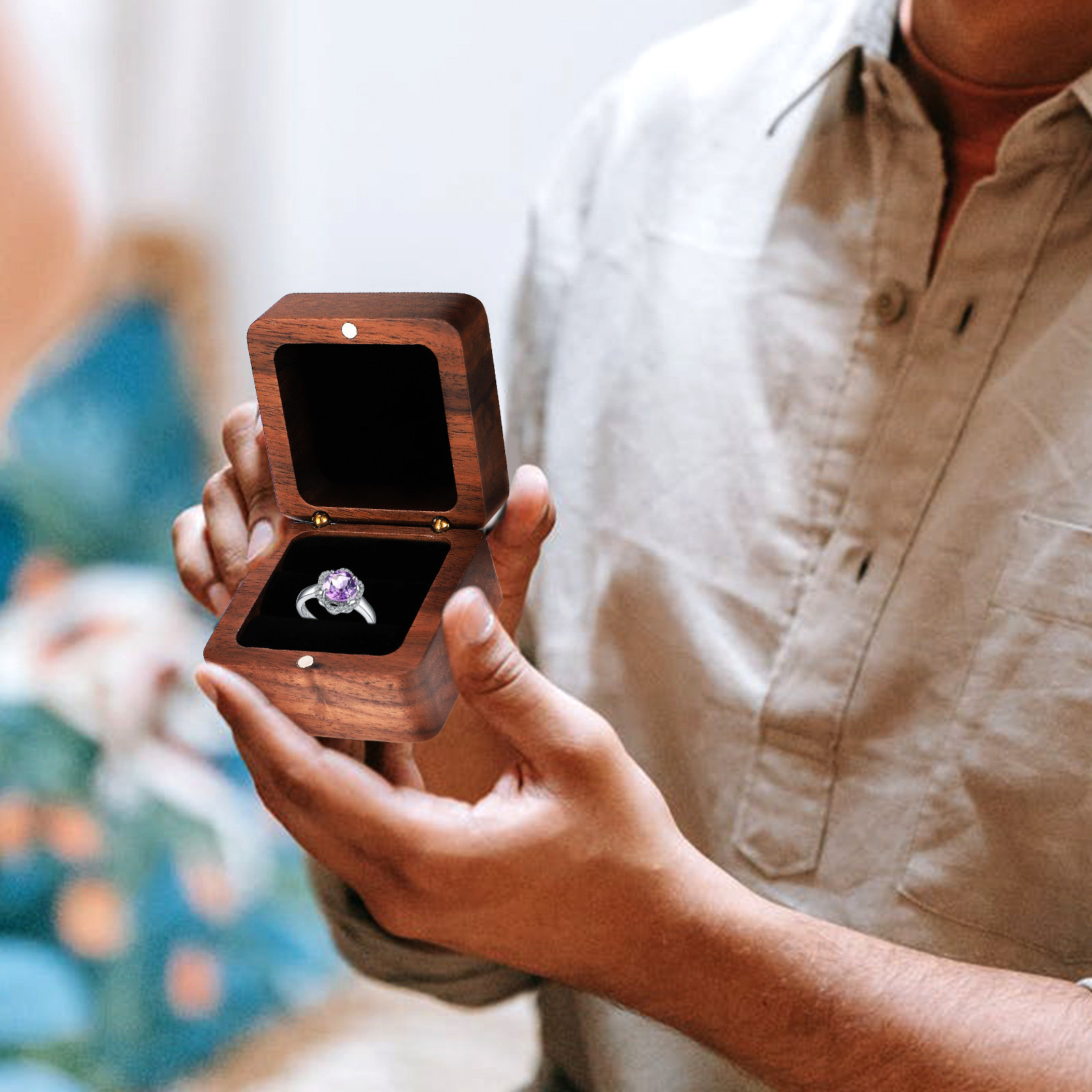 Luxury Wooden Ring Box Safe Se - Wedding Solution ulasan dan harga