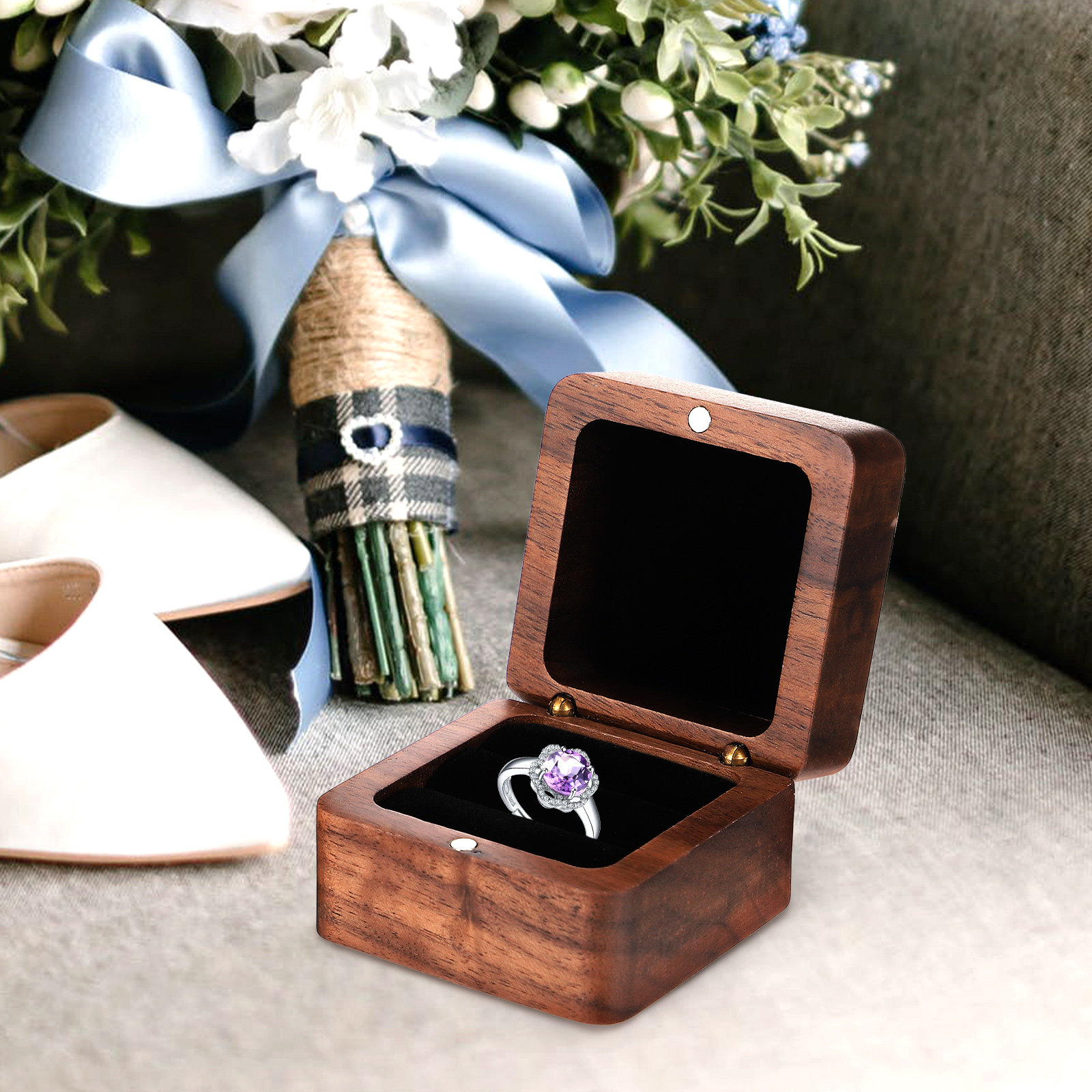 Luxury Wooden Ring Box Safe Se - Wedding Solution ulasan dan harga