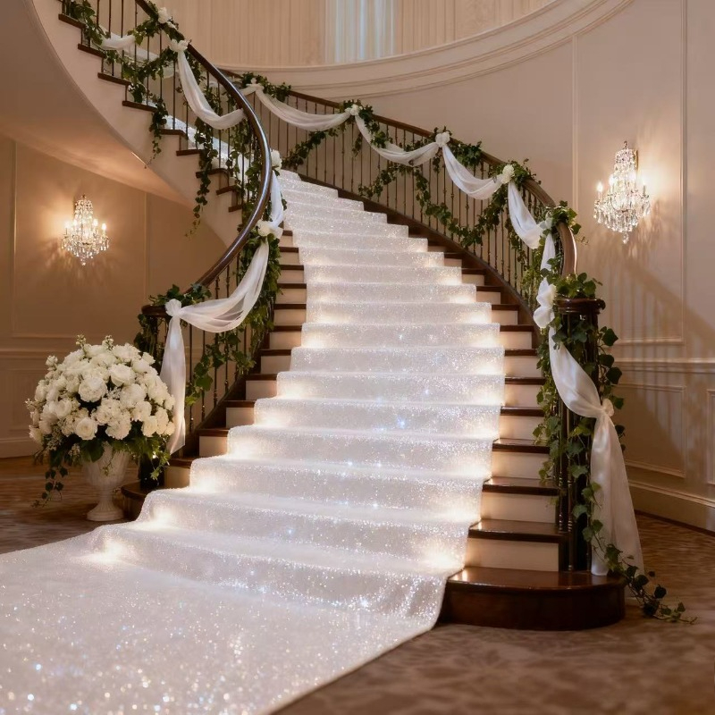 Elegant White Sparkling Weddin - Aisle Runner White ulasan dan harga