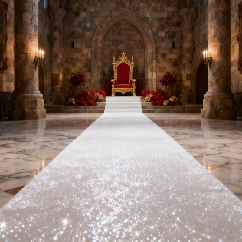 Elegant White Sparkling Weddin - Aisle Runner White ulasan dan harga