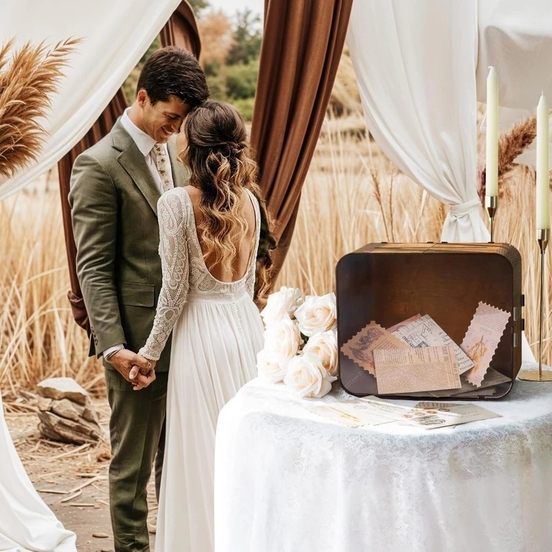 Wooden Wedding Card Box With A - Wedding Ceremony Supply ulasan dan harga